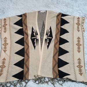 Dreamers Womens Cardigan Sweater Aztec Biege S Wrap Open Front Shrug Oversized